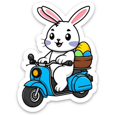 Easter bunny riding a BMW boxer motorcycle sticker
