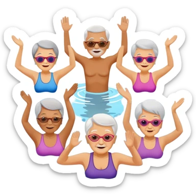 Old people in water aerobics class sticker