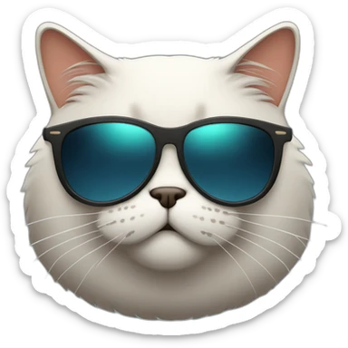 fat cat with beard and sunglass sticker