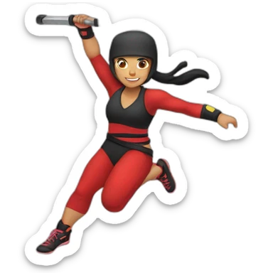 female Ninja Warrior athlete of Hispanic descent, captured mid-air sticker
