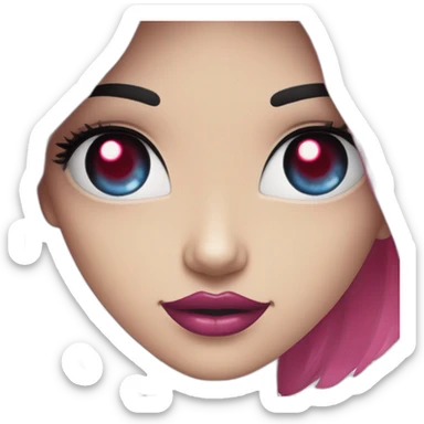 Robot speak with young woman with this style : gothic Pin-Up pink eyes red mouth blue and long hair sticker