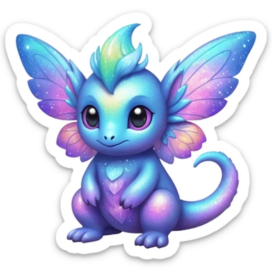 Pastel cute nebula fuzzy realistic glittery Randomly-faerie-drake-colored sparkly exotic Fakémon-creature sticker