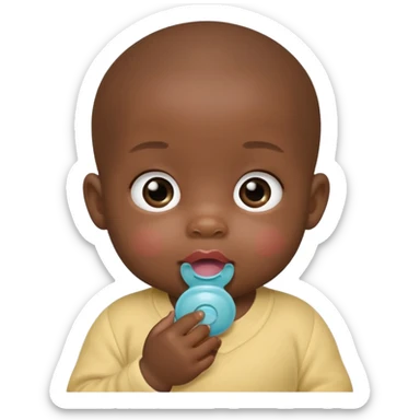 Black baby using pacifier blushing binky sticker