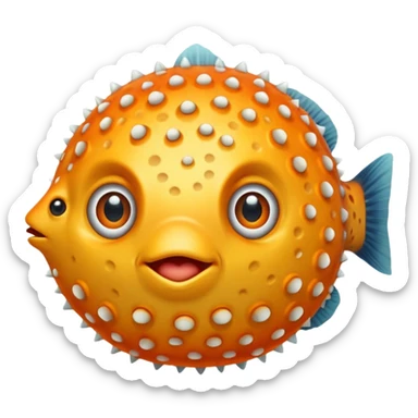puffer fish, only eye, apple emoji style sticker