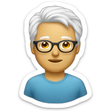 Viel homme mi-chauve cheveux courts blancs, avec lunettes rondes sticker