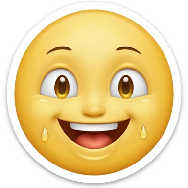 Emoji, yellow round laughing face, tears of joy sticker