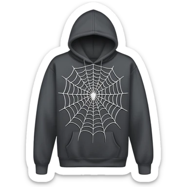 grey spider web on a black hoodie sticker