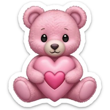 Baby pink heart with teddy bear sticker