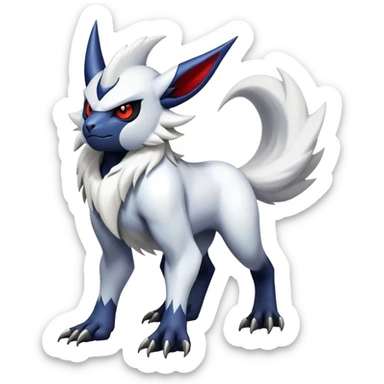 Shiny Colorful Gothic Exotic Badass Cool Absol-Zangoose-Pokémon-Fakémon-hybrid-creature (full body) sticker