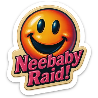 Grin 
add the words Neebaby Raid! in pink  sticker