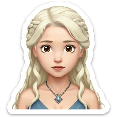 Daenerys Targaryen with platinum blonde hair from Game of Thrones, chest up portrait sticker