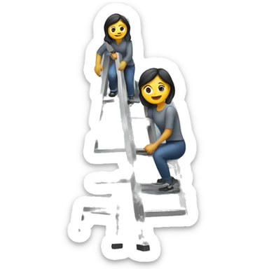 a women in a metal ladder sticker