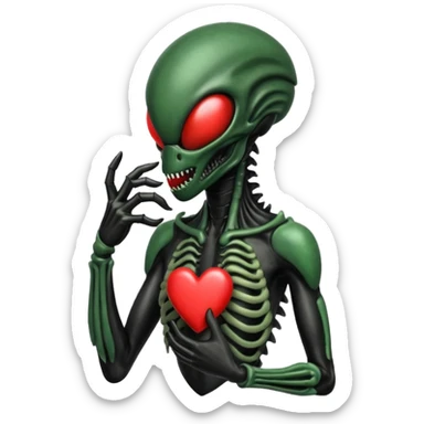 black xenomorph making heart sign sticker