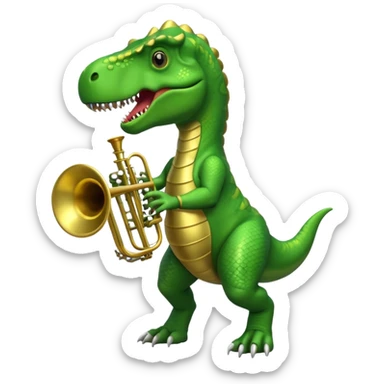 A TRex playing a trumpet sticker