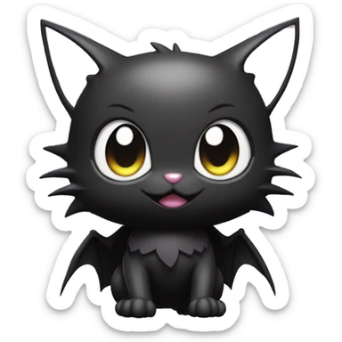 Cool Cute Edgy Dark Black Batty Chibi Noibat-Cat-Pokémon-Fakémon-hybrid sticker