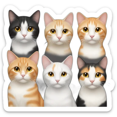 blonde cat and tricolor white black and orangecat sticker