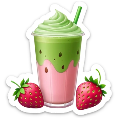 iced matcha latte strawberry  sticker