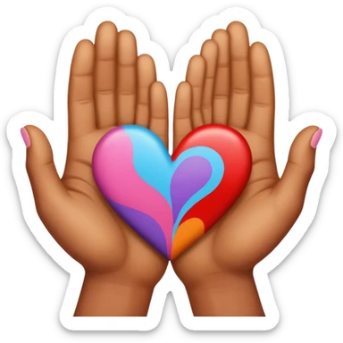 Manos coloridas formando un corazón  sticker