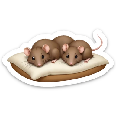 two rats in a typical human bed tucked in sleeping with Z’s floating above their heads  sticker