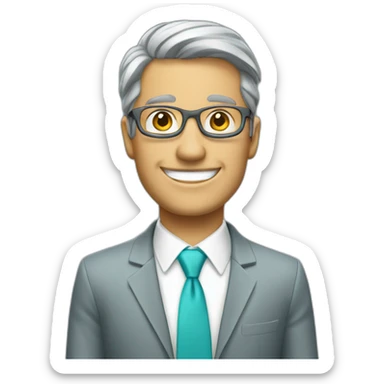 AN HAPPY EXECUTIVE IN GREY AND AGUAMARINE CLOTH sticker