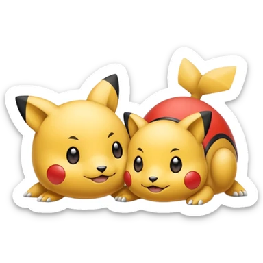 2 friendly pokemans one fell down and the other is helping the other get up  sticker