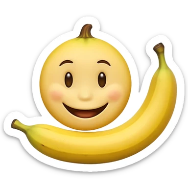 a yellow smiley face sucking a banana sticker