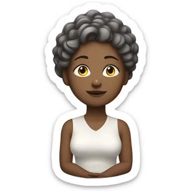 White skin woman meditating wavy short hair sticker