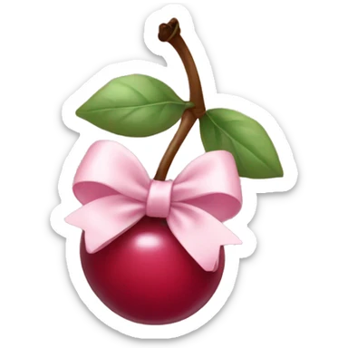 cherry wrapped in pale pink bow sticker