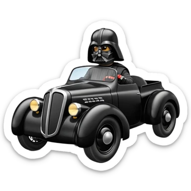 Darth Vader driving a 1951 Jowett Bradford pickup hot rod concept fast sticker