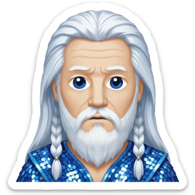 Odin, God of Wisdom from Gods and Goddesses with long white hair, blue and white sequin outfit sticker