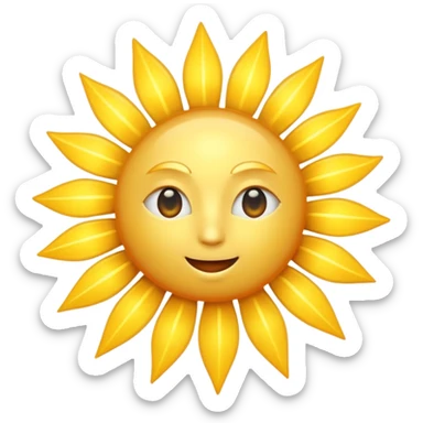 A radiant golden sun, with long, bright rays surrounding it, an intense yellow center, detailed 3D emoji style, neutral background, soft and vibrant lighting.  sticker
