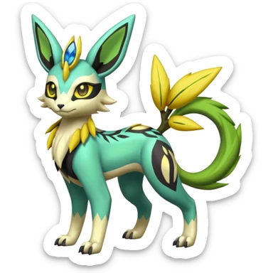  Exotic Planty Meloetta-Zygarde-Zeraora-Eeveelution-Renamon-Protogen-Palkia-hybrid-fusion-Fakémon-creature, full body sticker