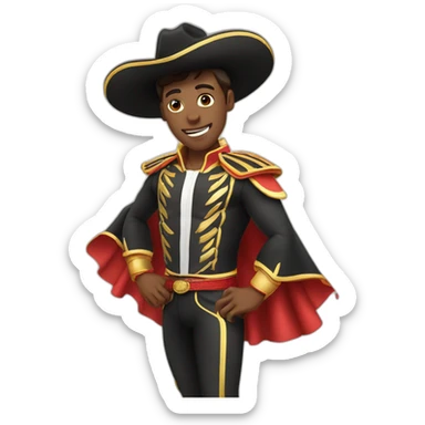 bullfighter greeting the public. with a bullfighter's hat. and with track runner clothes. sticker