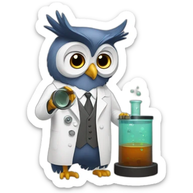 Scientist-Owl-with-cylinder sticker