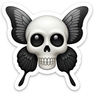 crea un emoji de una mariposa / polilla de la muerte pero que la calavera esté en las alas  sticker