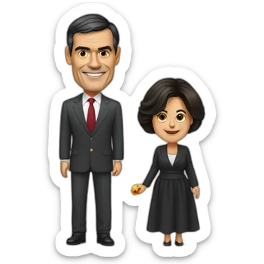 spanish president pedro sanchez with yolanda diaz sticker