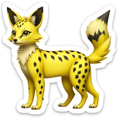 Neon yellow Jolteon-Umbreon-Genet-Civet-Bastet-Cheetah-Hybrid (Full body) with black markings sticker