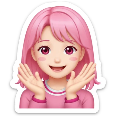 Anime girl clapping cheeks sticker