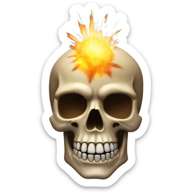 The normal skull emoji but it’s exploding on top of its head sticker