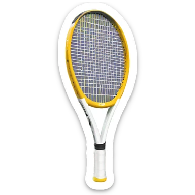 A tennis racquet with initials L  sticker