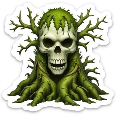 Creepy moss covered swamp trees. In the style of your bleeding skull art sticker