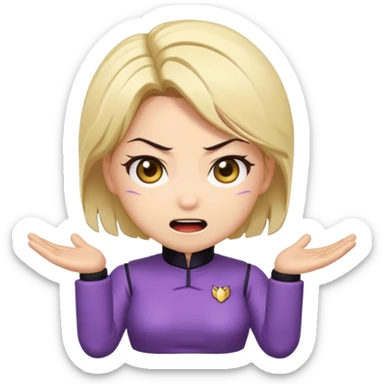 Chibi anime emoji of Nina Williams (Tekken), super-deformed proportions, big expressive eyes, minimal details, bold outlines, flat colors, cute facial expressions (smile, surprised, angry), sticker emoji style, clean background, wholesome and safe sticker