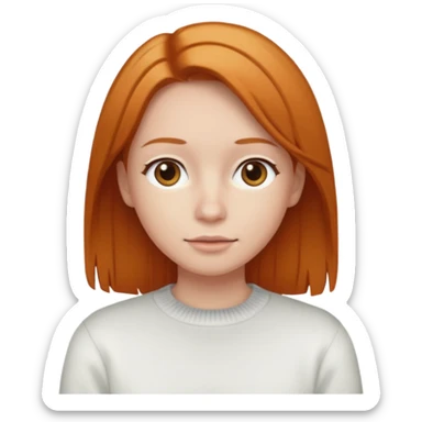 Ginger straight hair with a white jumper sticker