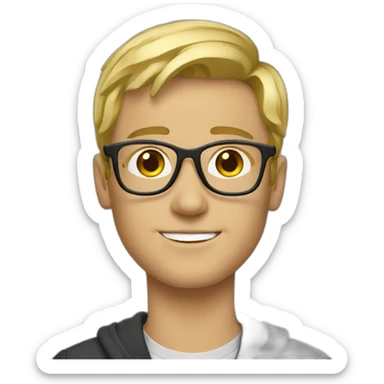 young blonde guy with gold glasses sticker