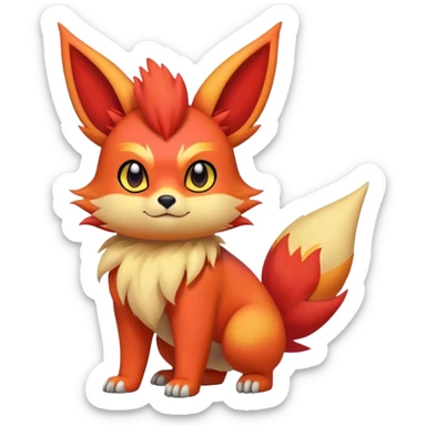 Cool cute Quilava-Litten-Flareon-animal-creature-hybrid full body sticker