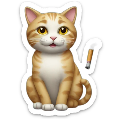Cat with a cigarette sticker
