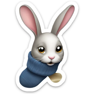 rabbit tidying a sock sticker