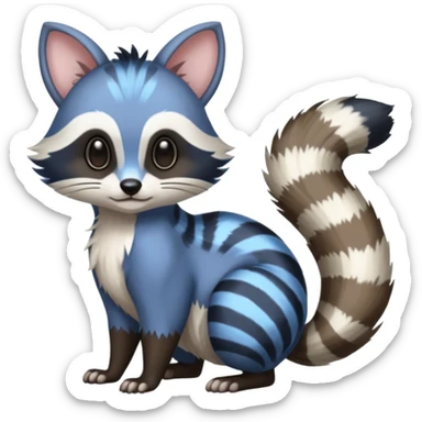 Black/White/Blue Skunk-Raccoon-Ringtail-Cat-Badger-Furret-Numbat-Minccino-Meowstic-Teddiursa-animal-fusion (full body) sticker