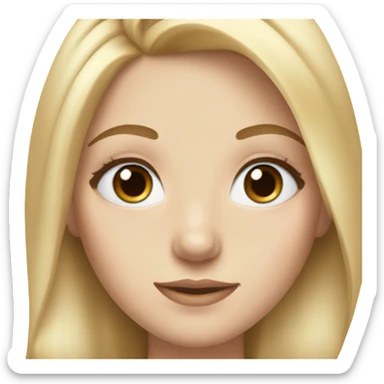 a white girl with blue eyes and pretty lashes with blonde/brown hair sticker