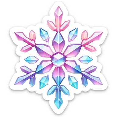 Gradient iridescent Pastel Pink crystal gemstone snowflake  sticker
